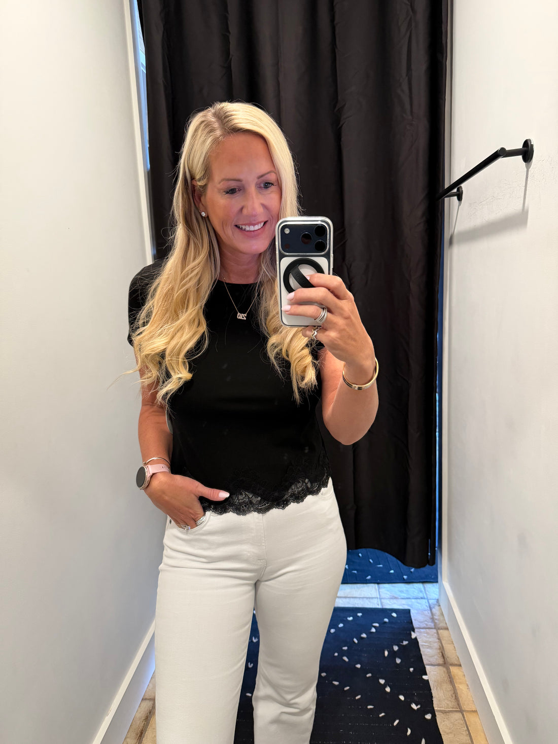 Lace Trim Top - Black