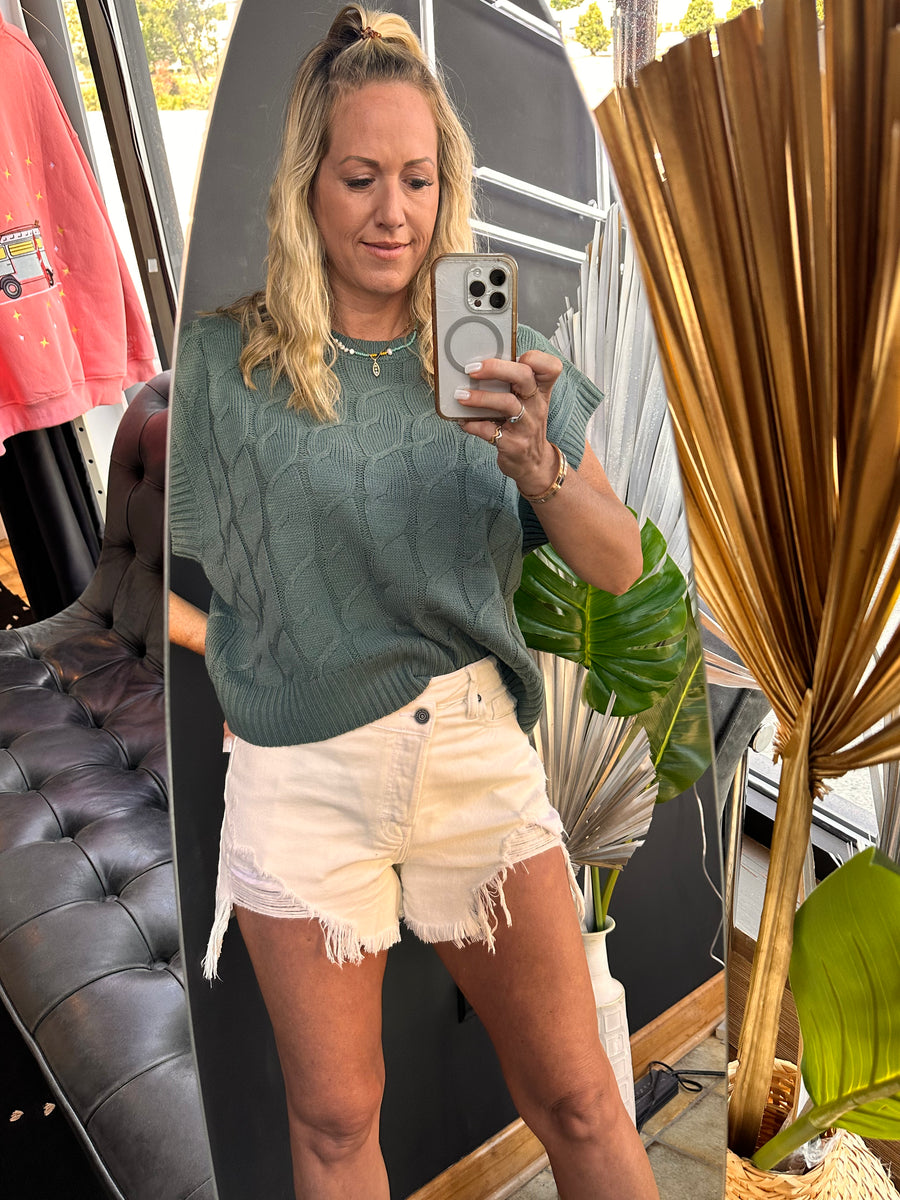 Cream Sofie Buttondown Mom Shorts