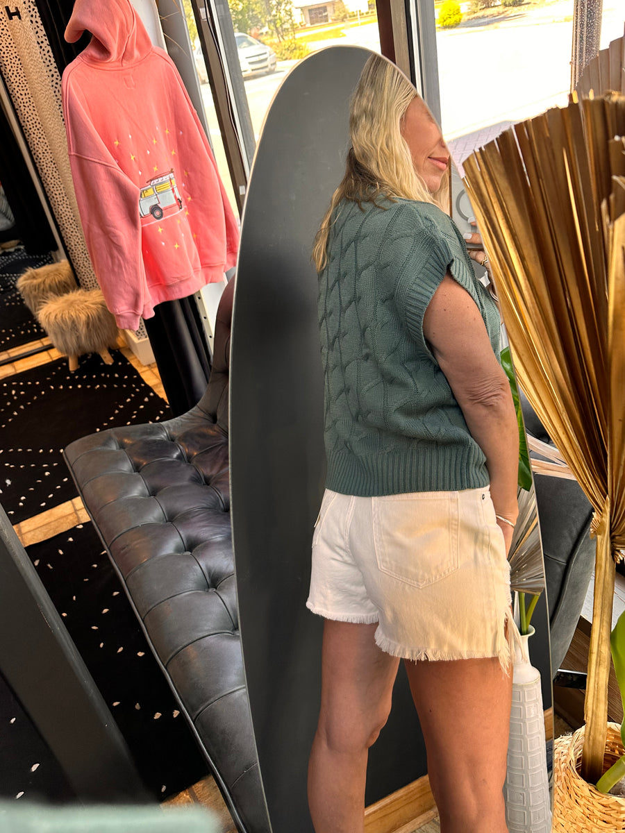 Cream Sofie Buttondown Mom Shorts