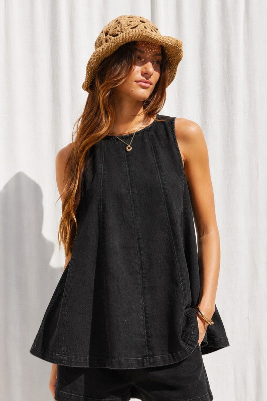 Black Washed Short Set