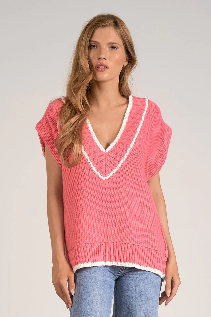 Pink V-Neck Sweater Vest
