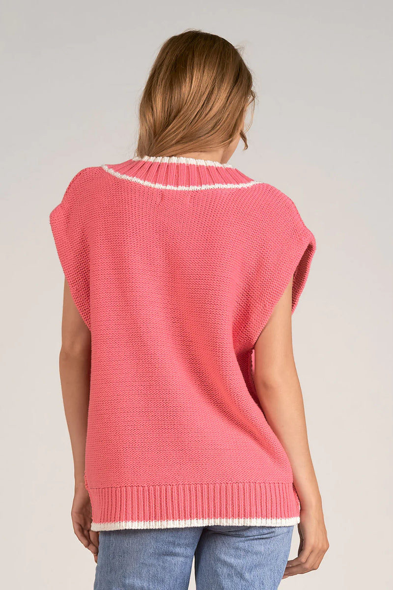 Pink V-Neck Sweater Vest