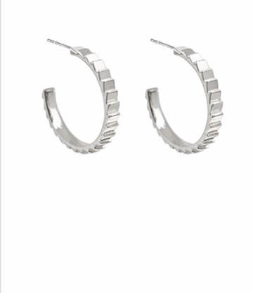 Silver Patterned Hoops