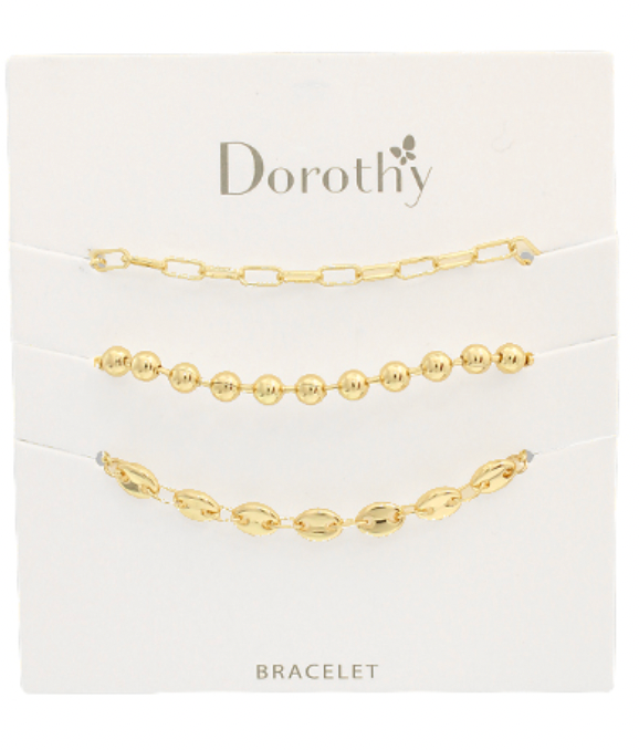 Gold Metal Ball & Chain Bracelet Set