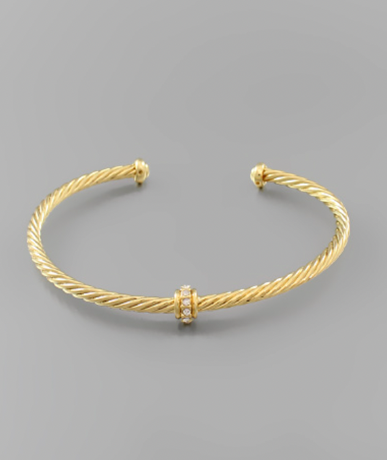 Gold Crystal Ring 3mm Cable Cuff