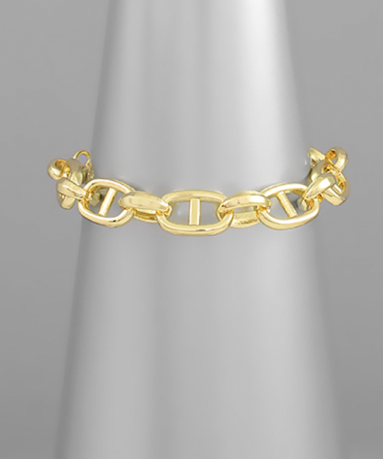 Gold Anchor Chain Link Bracelet