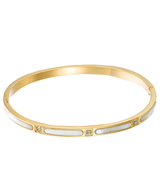 Cream/Gold Stainless Steel Bracelet