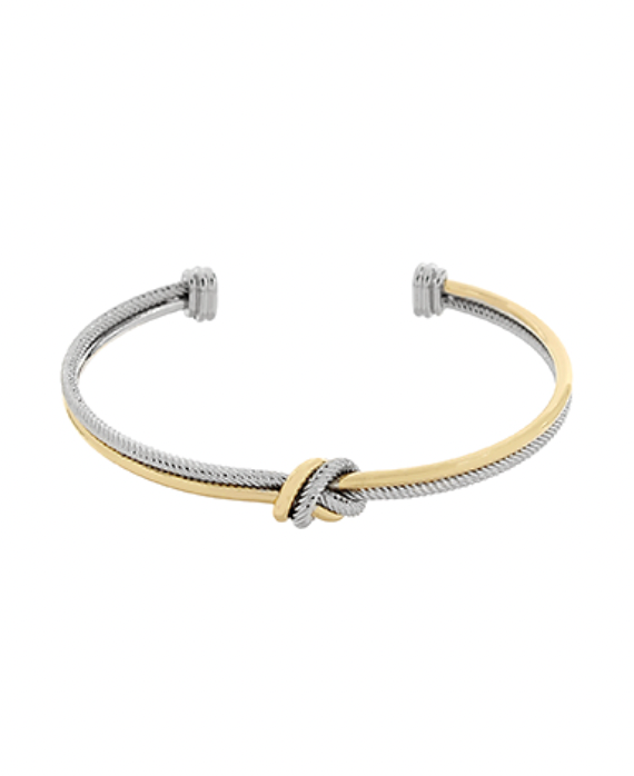 Two Tone Knotted Wire Cuff Bracelet