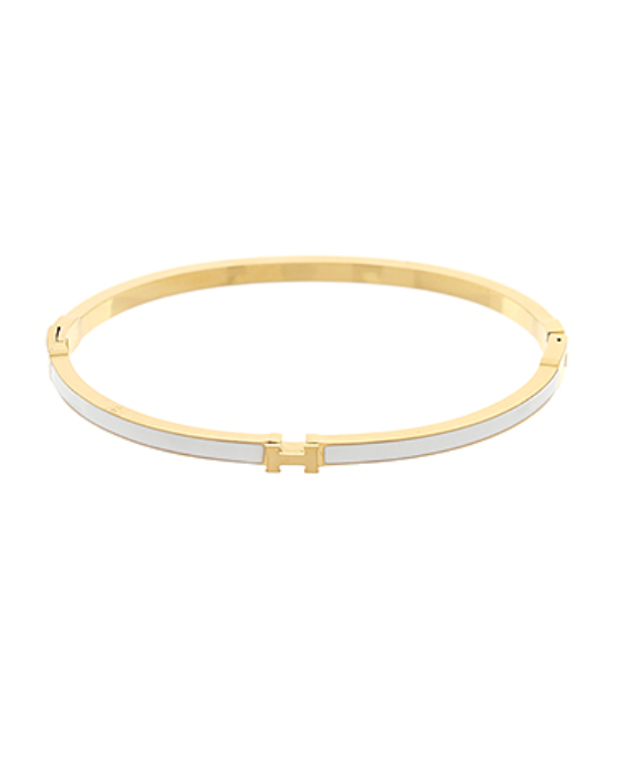 White/Gold Initial Bangle Bracelet