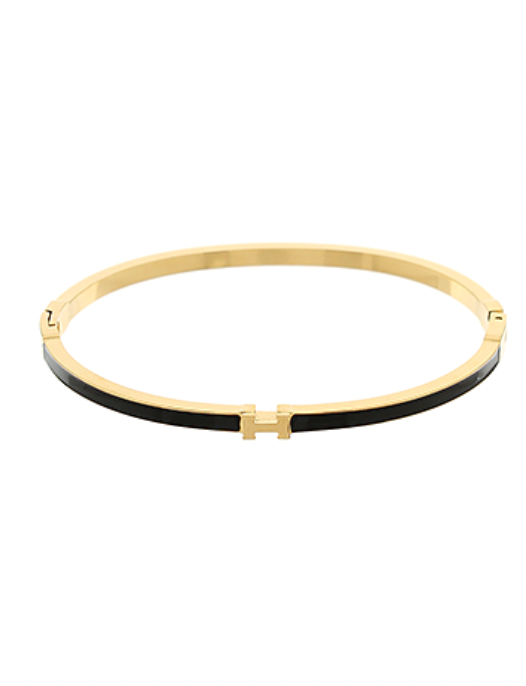 White/Gold Initial Bangle Bracelet