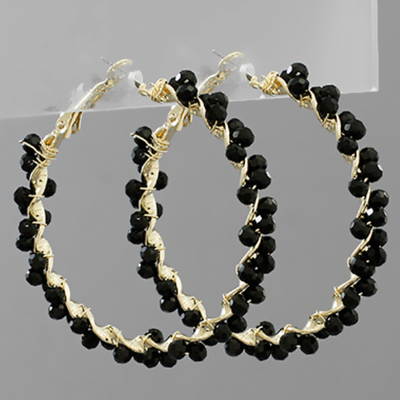 Black Bead Hoop