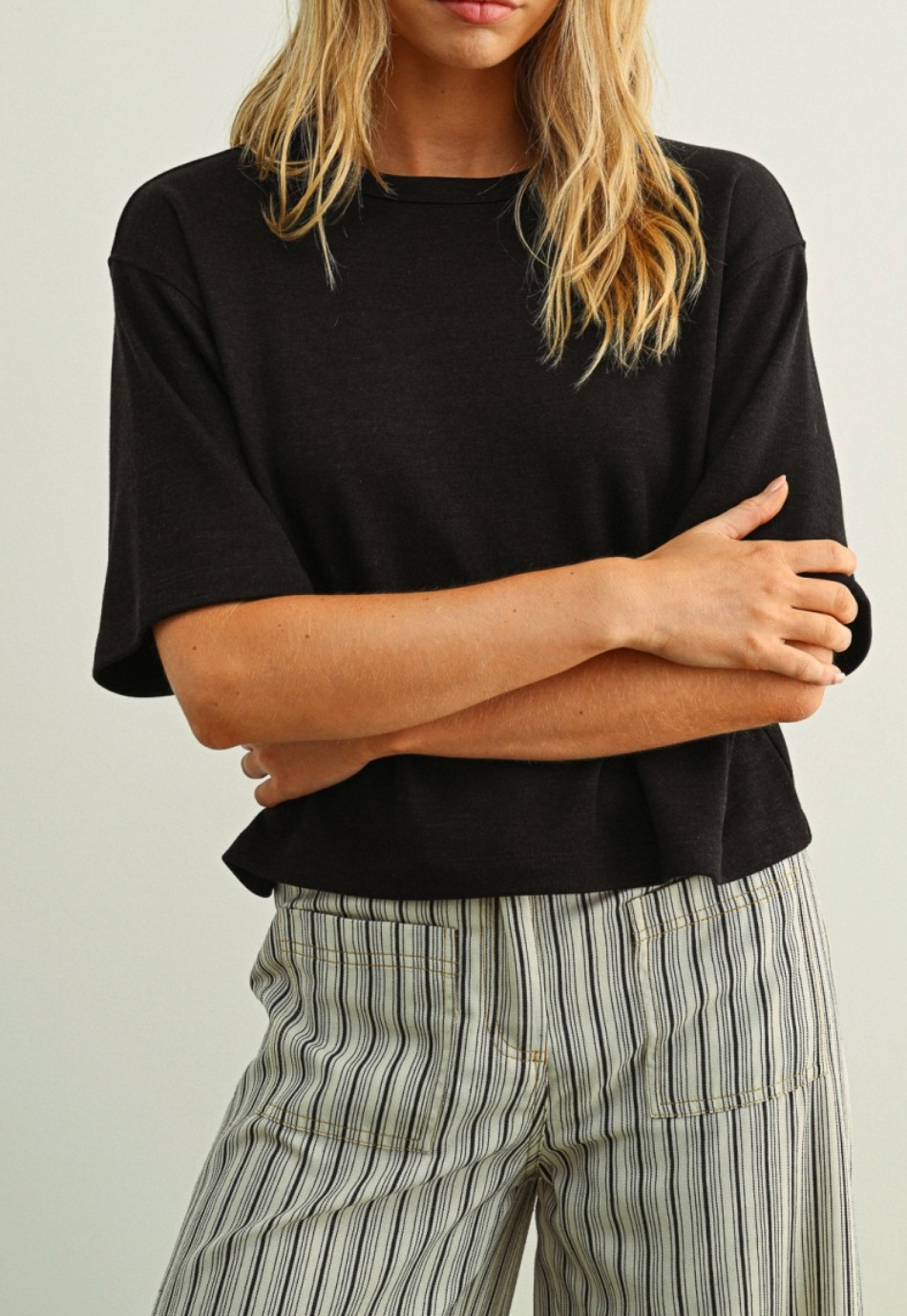 Soft Brushed Fabric Short Sleeve Top