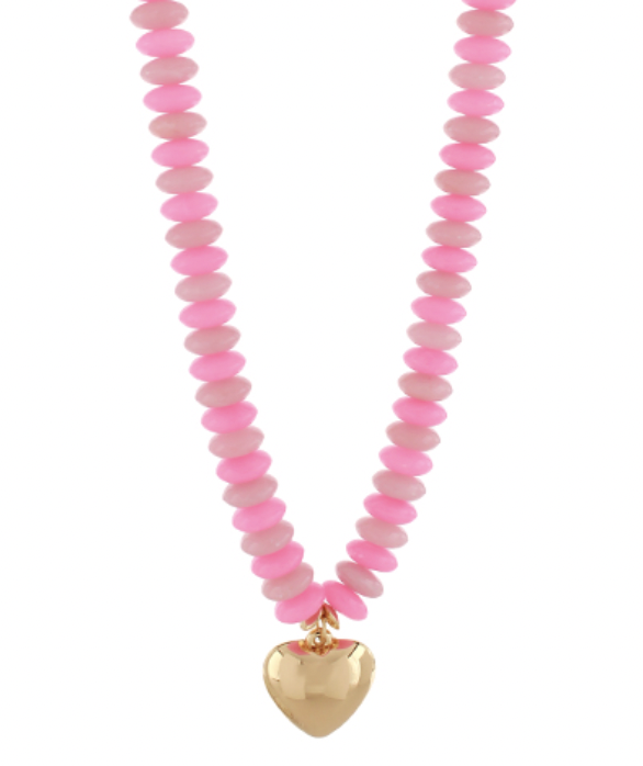 Beaded Puffy Heart Necklace