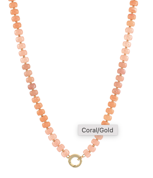Marble Bead & Ring Clasp Necklace