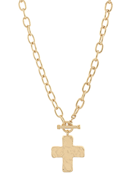 Hammered Cross Necklace