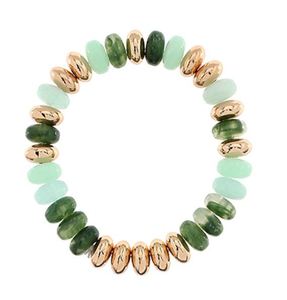 Green and Gold Beaded Bracelets