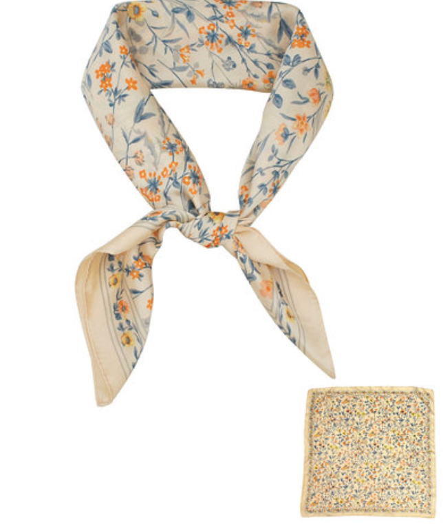Ivory Wild Flower Bandana Scarf