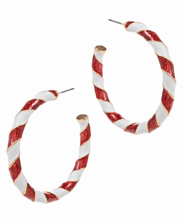 Red and White Twist Earrings