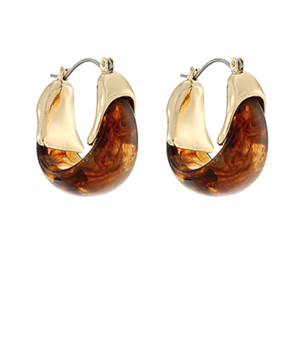 Brown/Gold Marble Acrylic Hoops