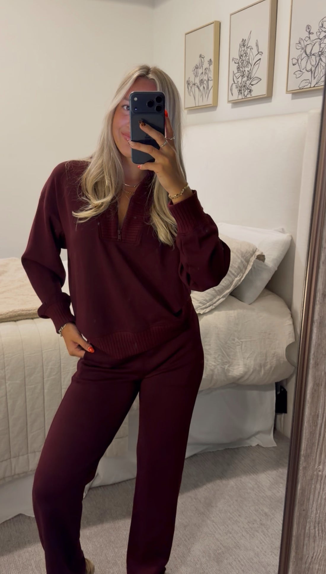 Dark Cherry Quarter Zip Jacket