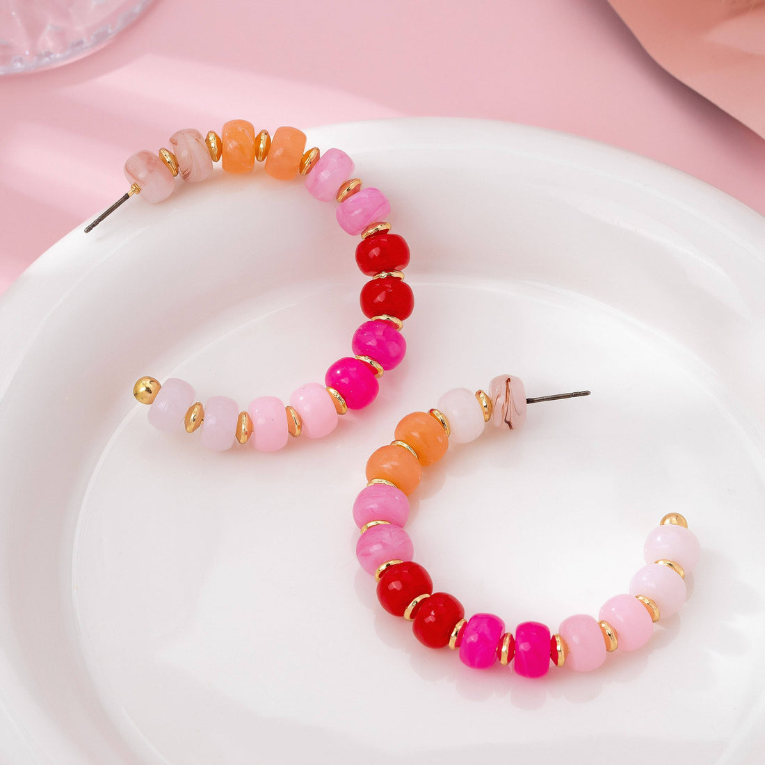 Pink Beaded Hoop