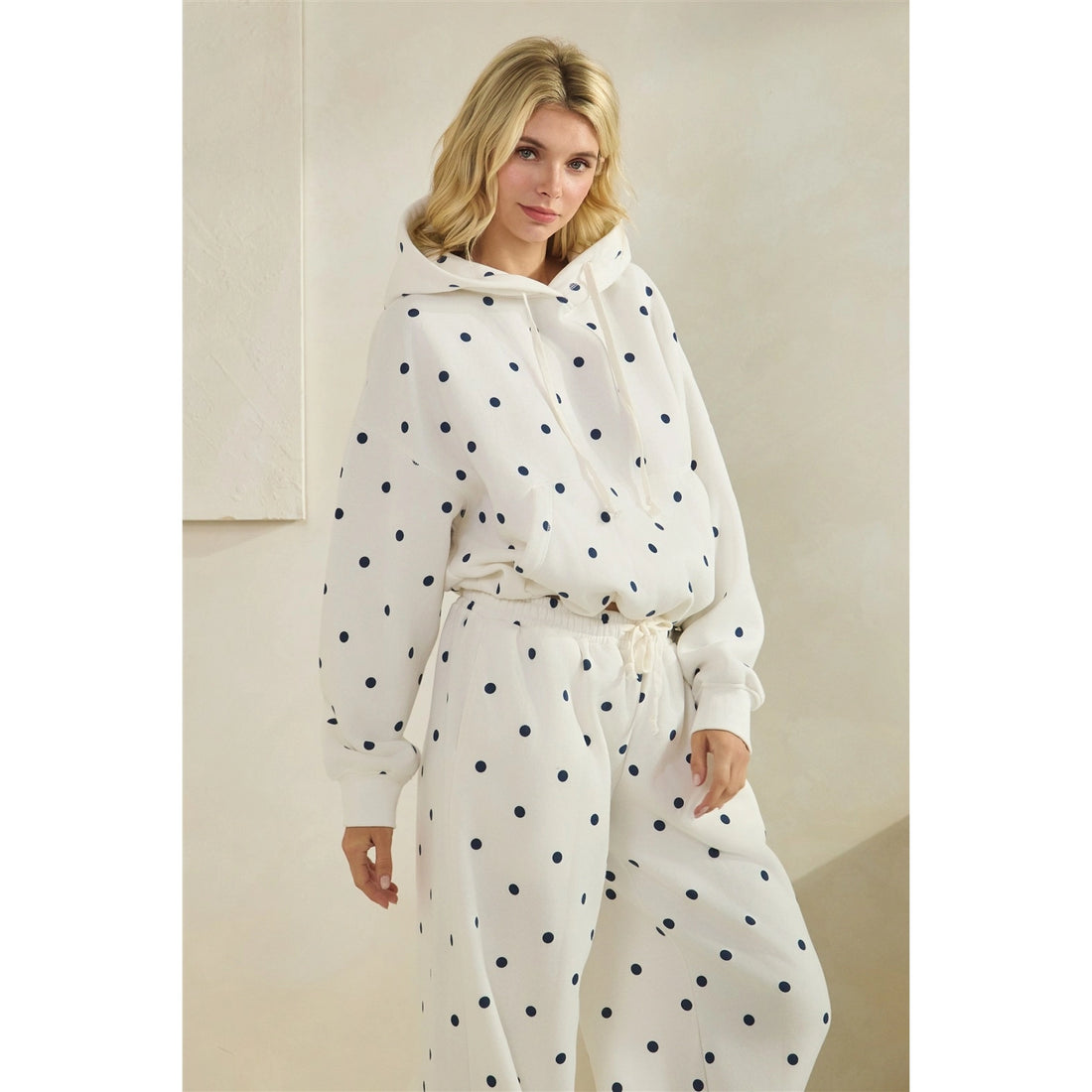 Navy Polka Dot Hoodie (set)