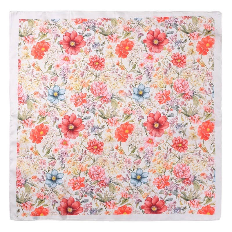 Garden Silk-Satin Scarf - Botanical Floral Bandana