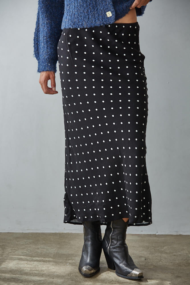 Black & White Dotted Midi Skirt
