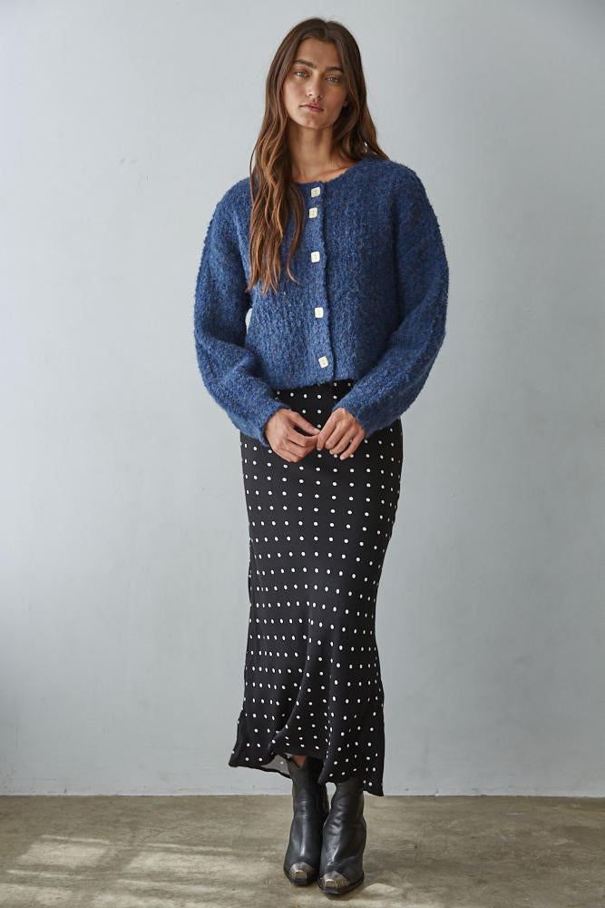 Black & White Dotted Midi Skirt