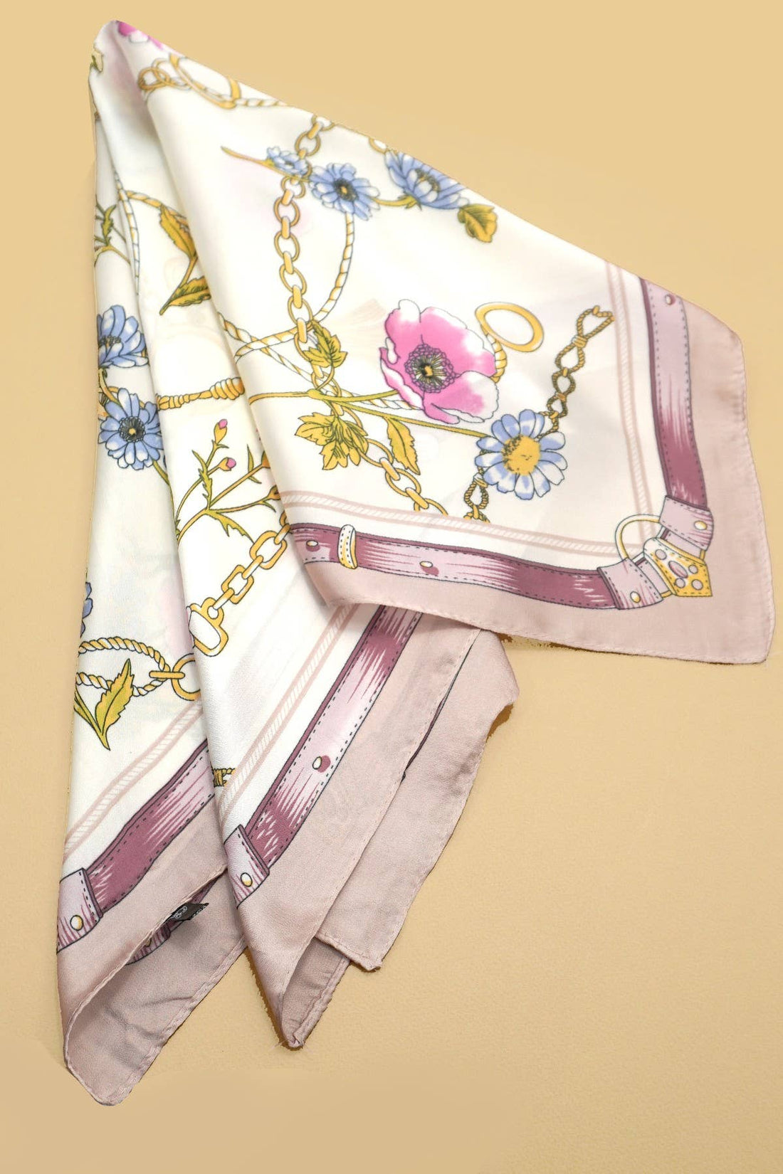 Vintage Floral Print Bandana Scarf | Pink