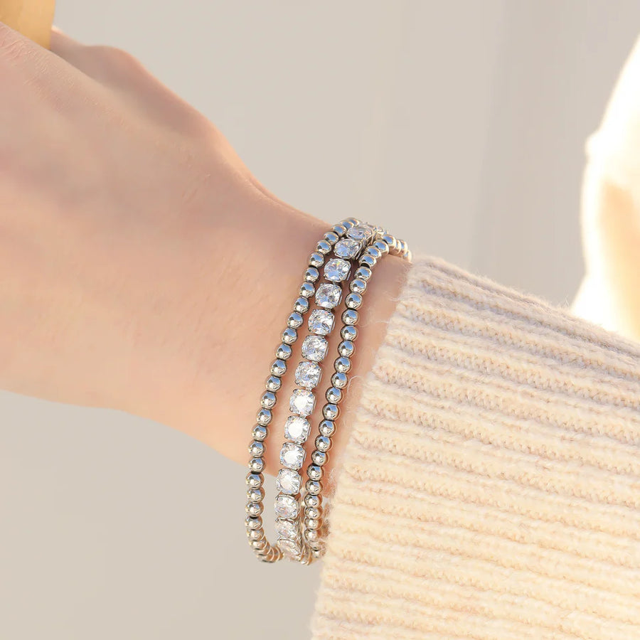 Stainless Steel Beaded Stretch Bracelets