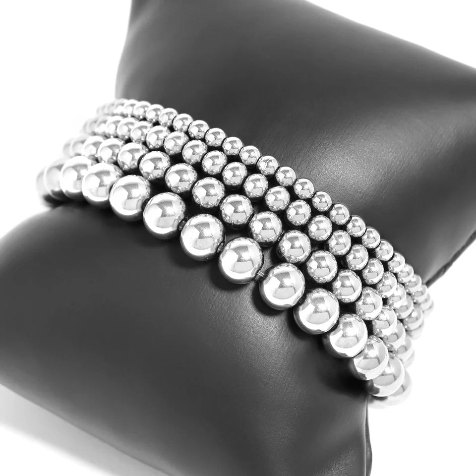 Stainless Steel Beaded Stretch Bracelets