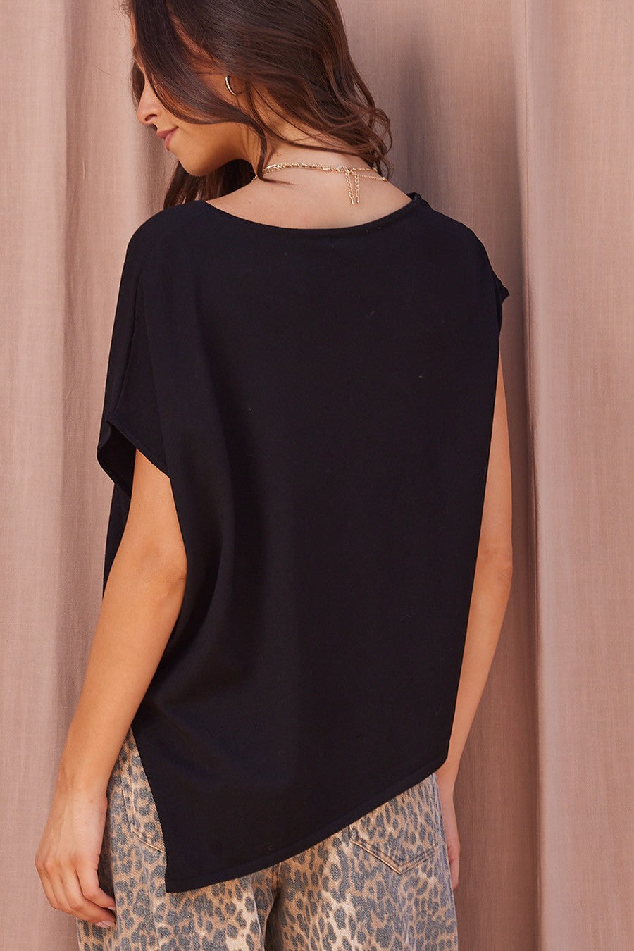 Asymmetric Neck Knit Top