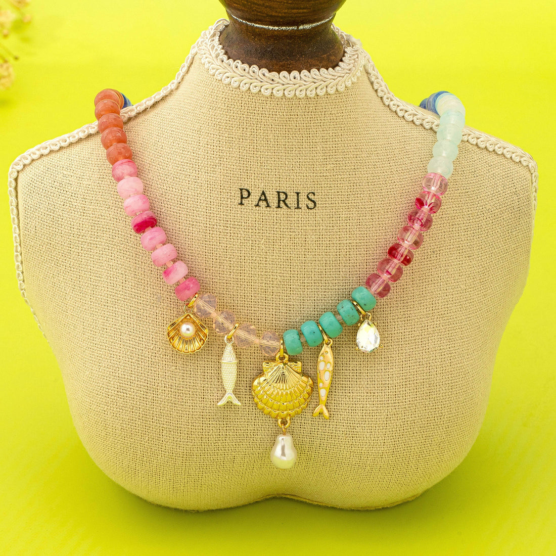 Nautical Multi-Color Beaded Charm Necklace