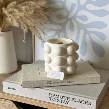 Sea Salt + Sage Soy Wax Candle | Crackling Wood Wick | Zen : Bubble Jar - 9oz