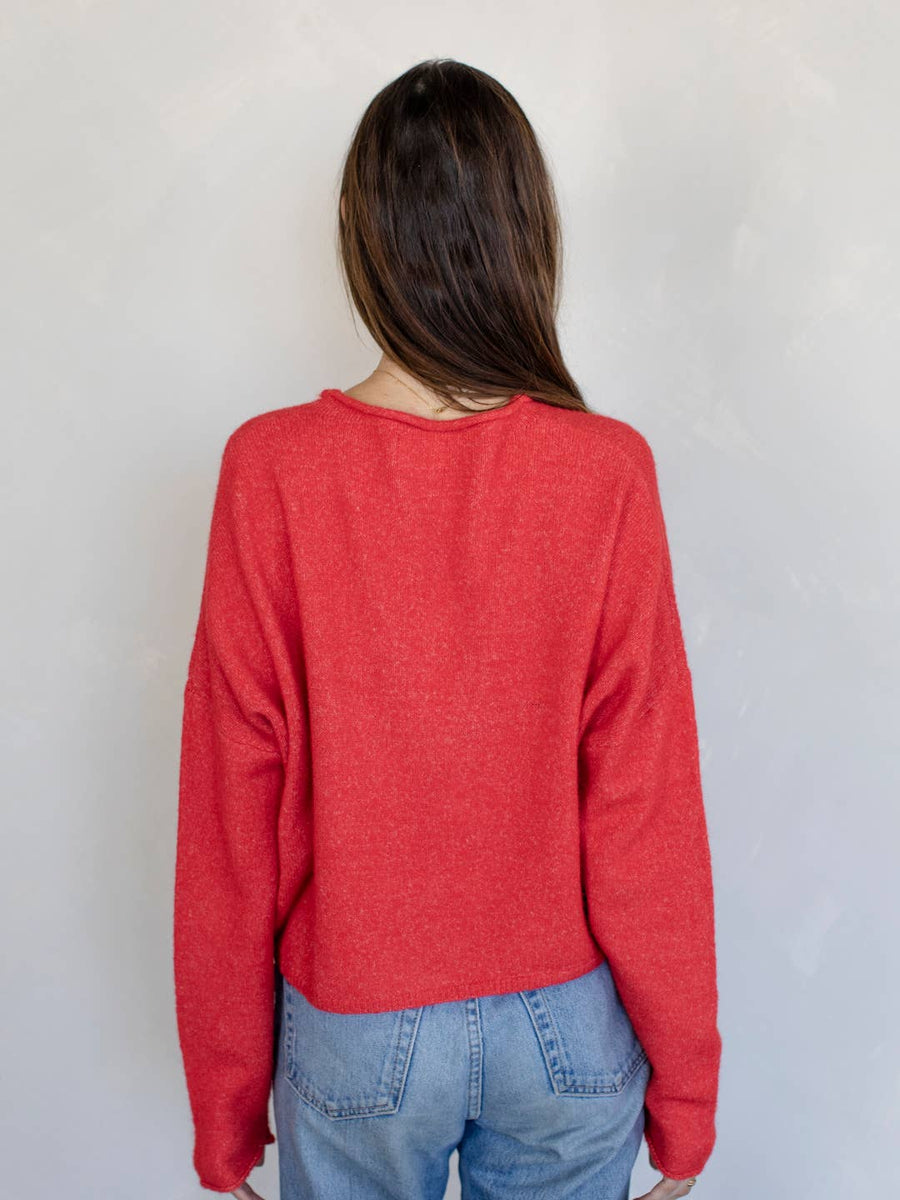 Red Piper Cardigan: Red