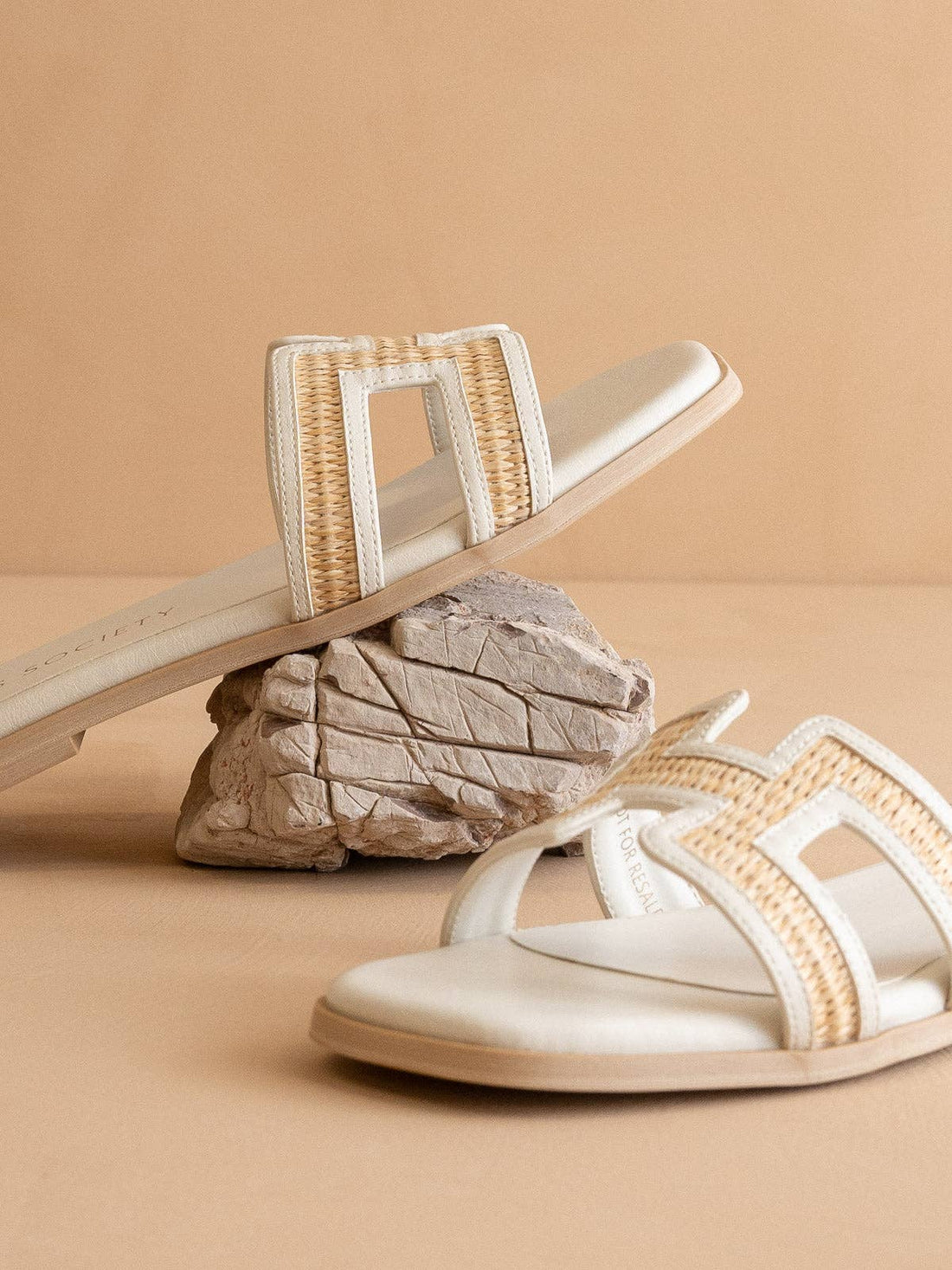 The Ena | White H Cutout Raffia Sandal
