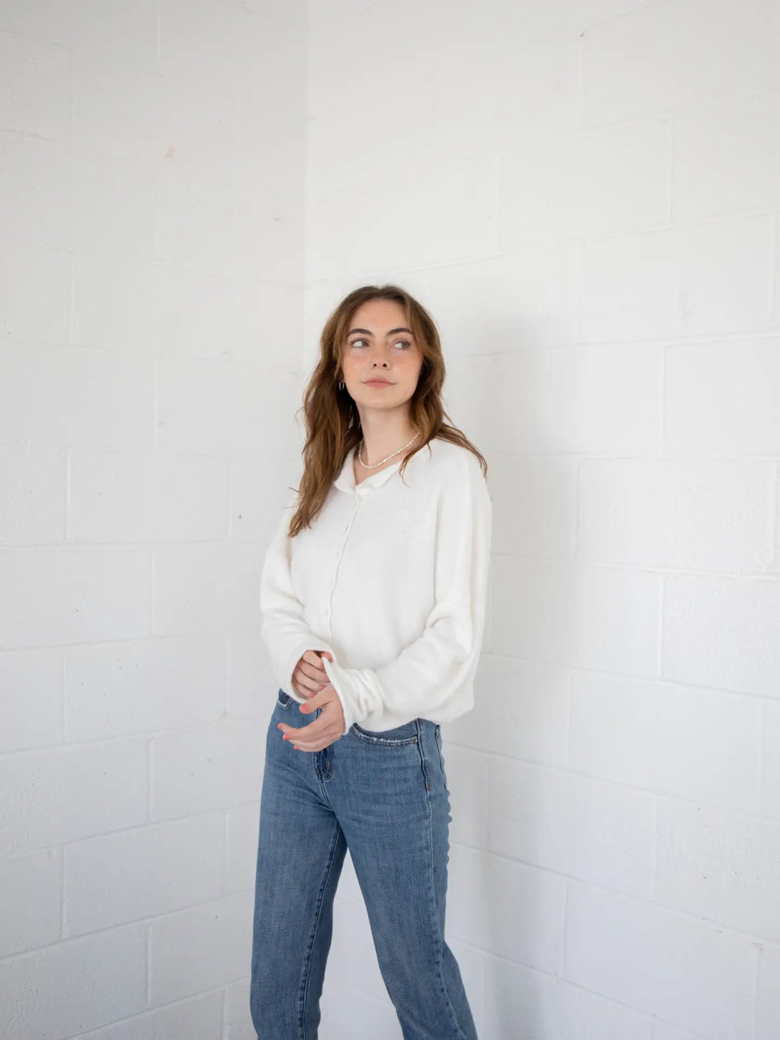 Piper Cardigan: White