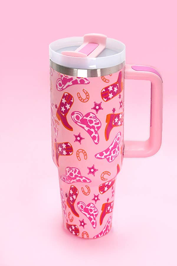 40oz STAINLESS STEEL TUMBLER ALL STYLES | TB40OZ: XMAS SANTA LT PINK