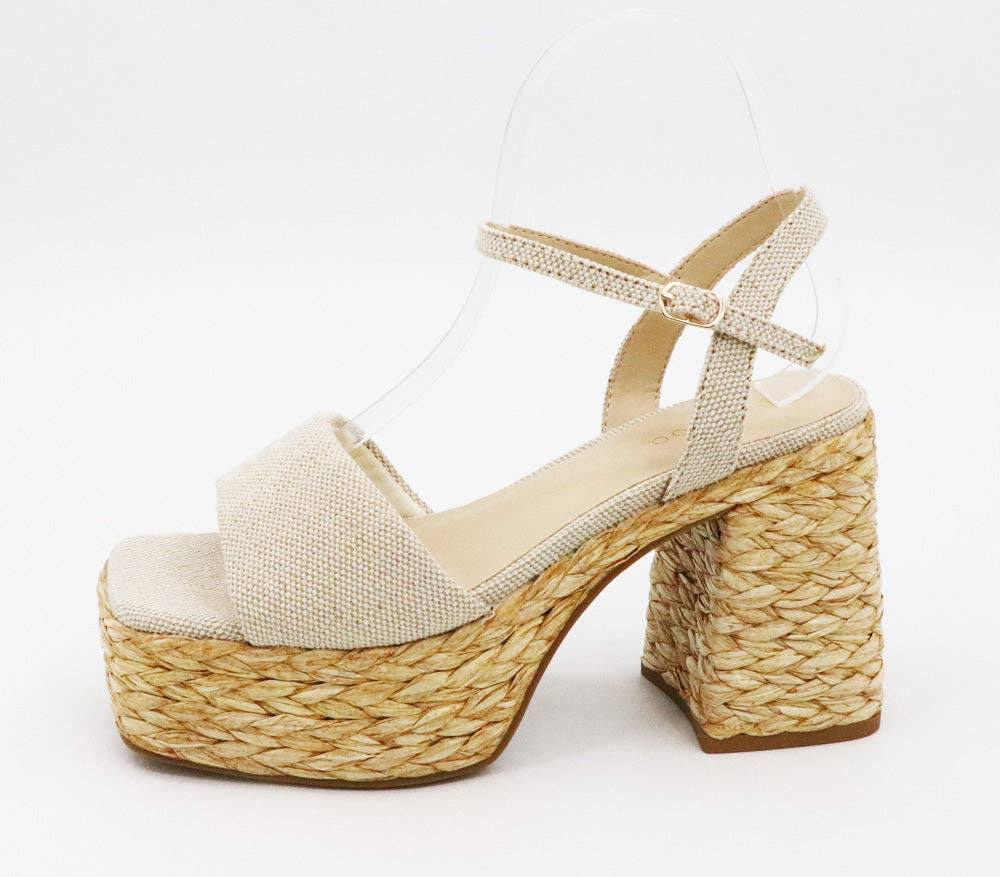 Bamboo Braided Rope Platform Sandal