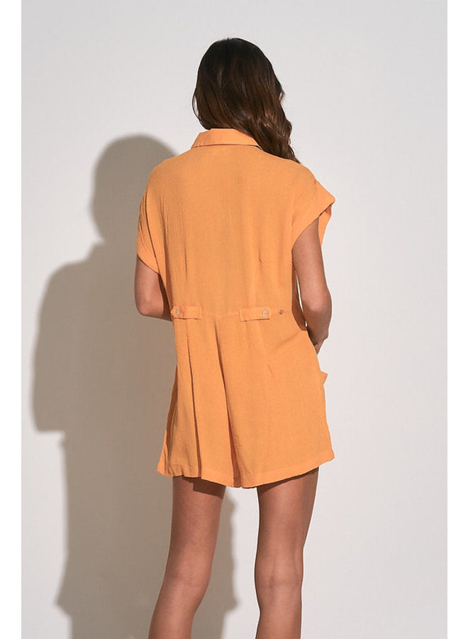 Pop of Orange BEACH COVER Romper