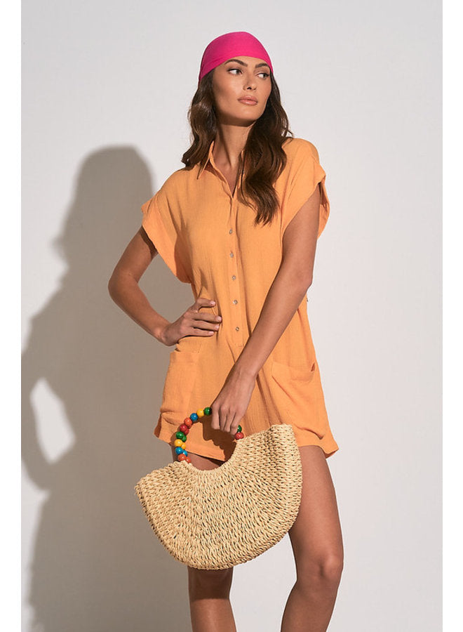 Pop of Orange BEACH COVER Romper