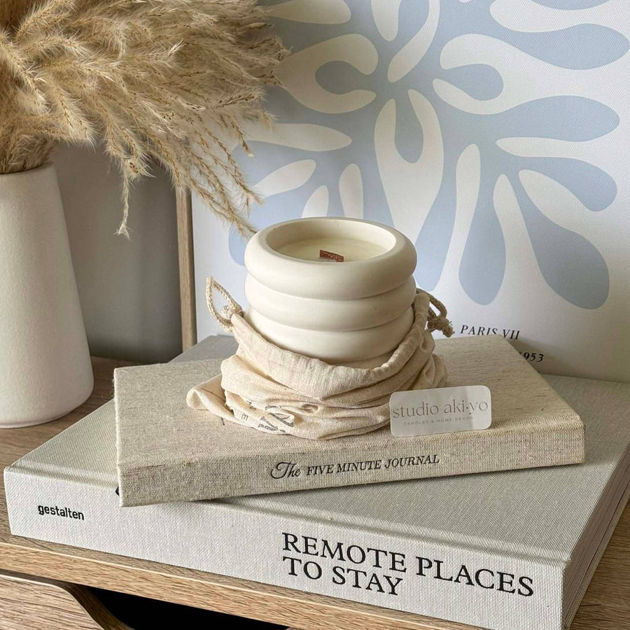 Sea Salt + Sage Soy Wax Candle | Crackling Wood Wick | Zen : Asymmetrical Jar - 8oz