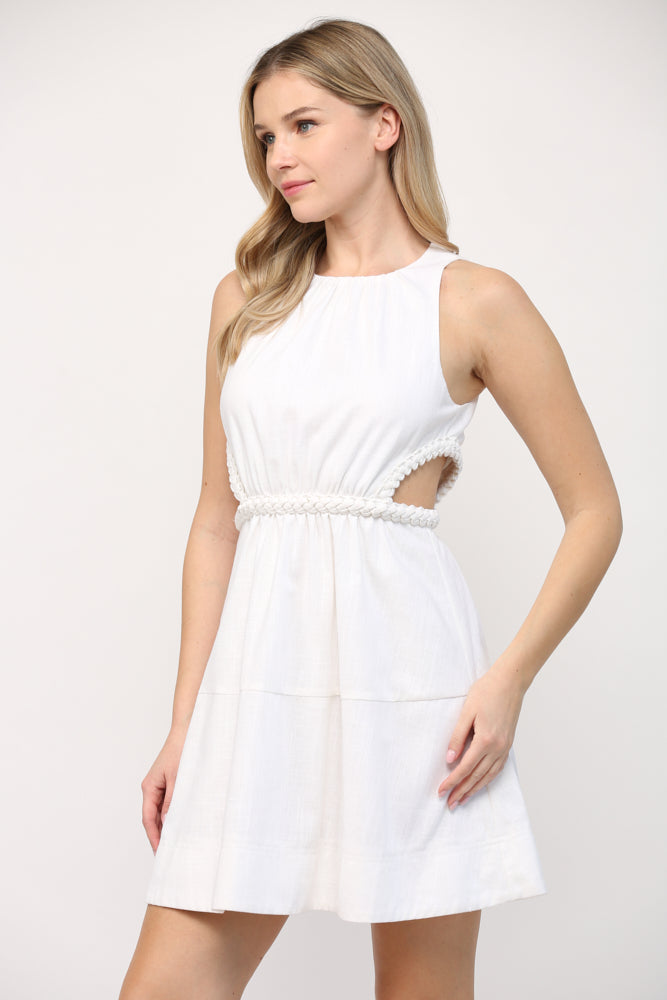 LINA LINEN BRAIDED CUT OUT DRESS