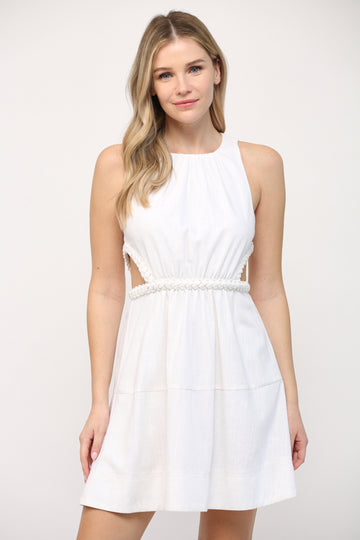 LINA LINEN BRAIDED CUT OUT DRESS