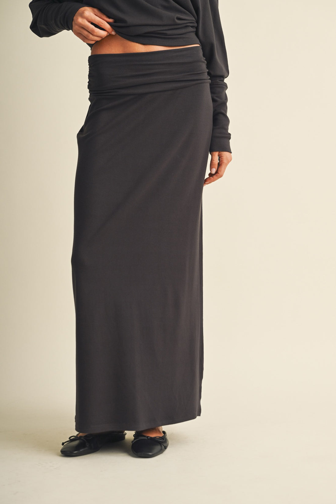 Fall Ruched Waisted Skirt