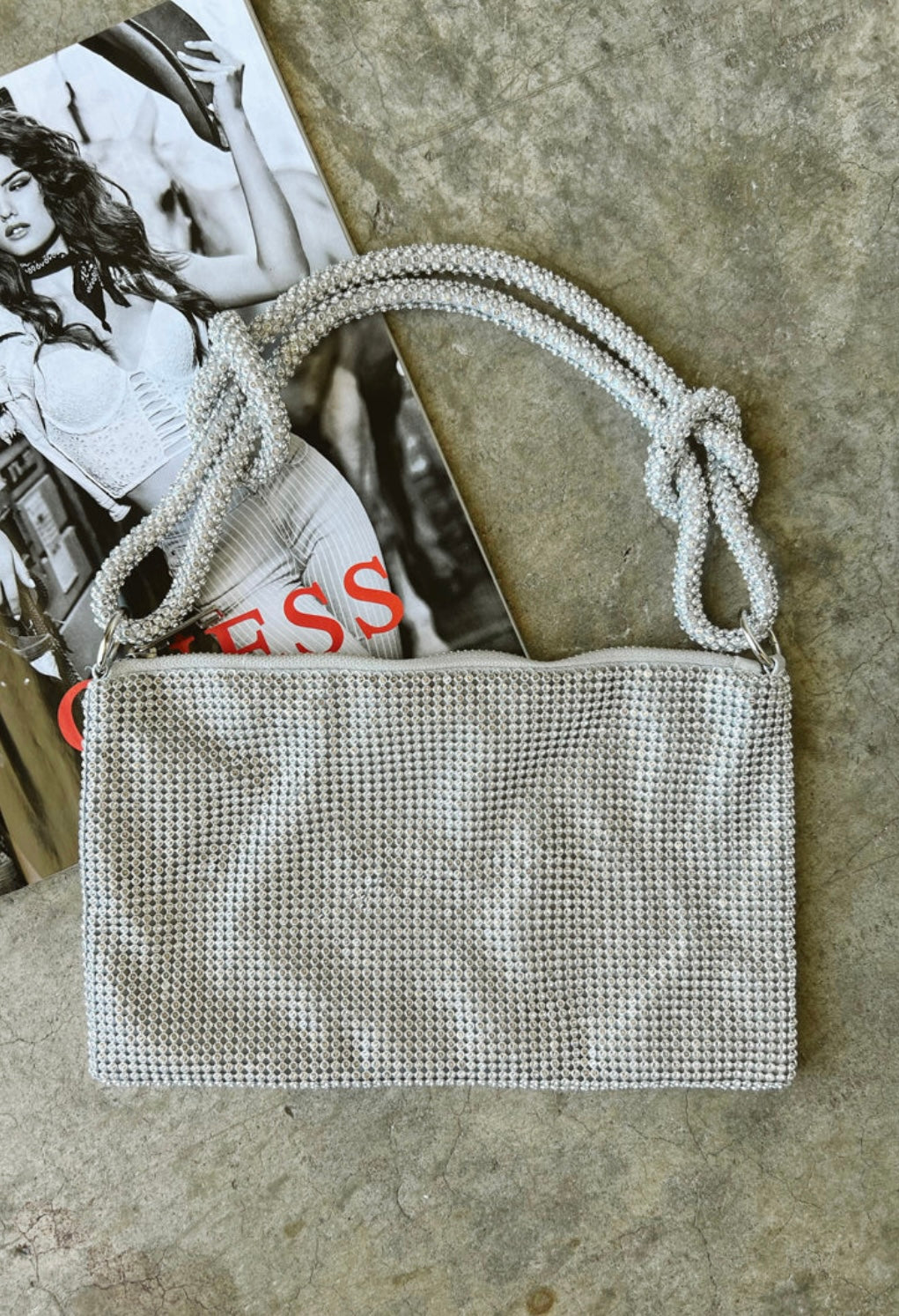 Rhinestone Studded Hobo Bag
