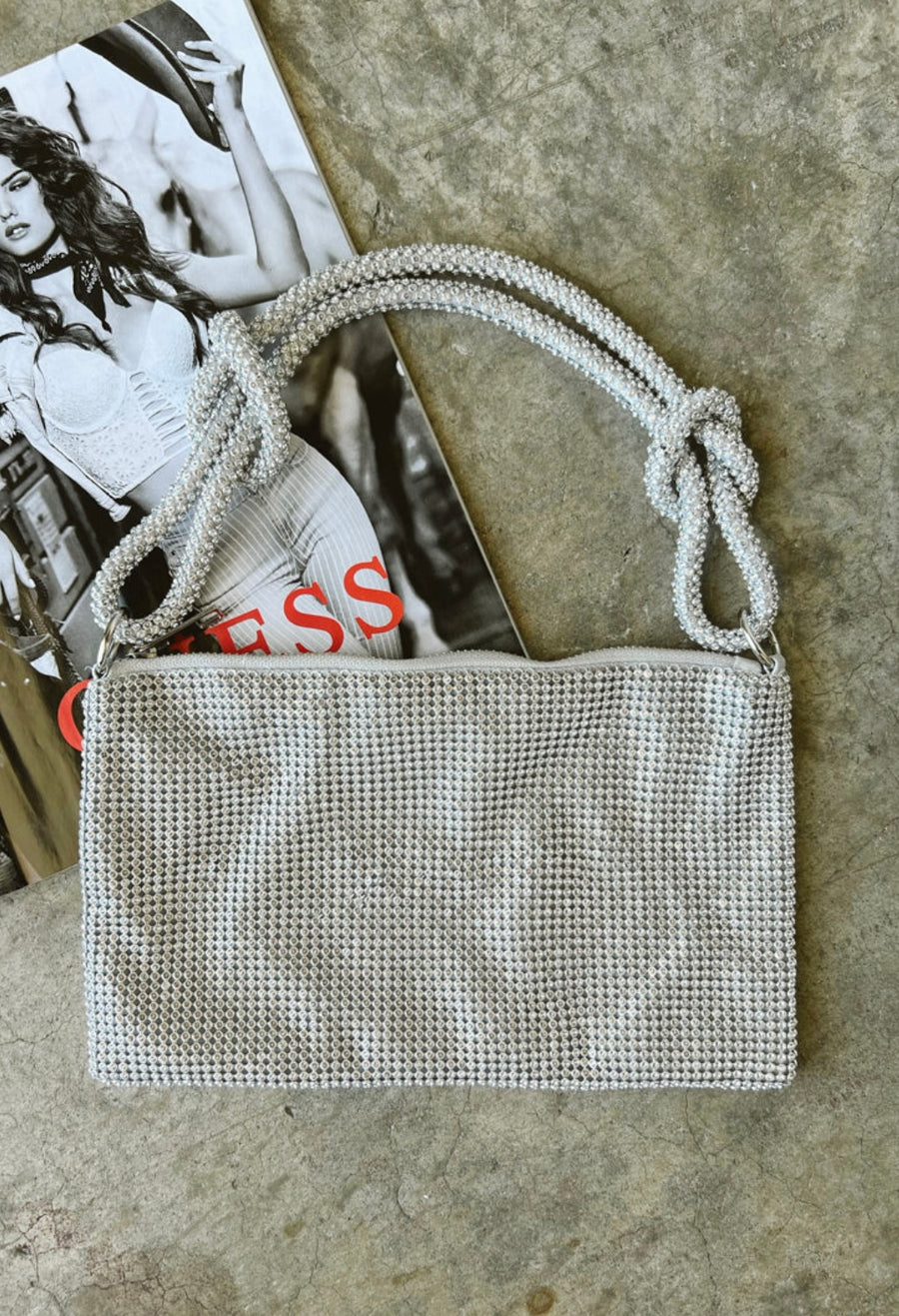 Rhinestone Studded Hobo Bag