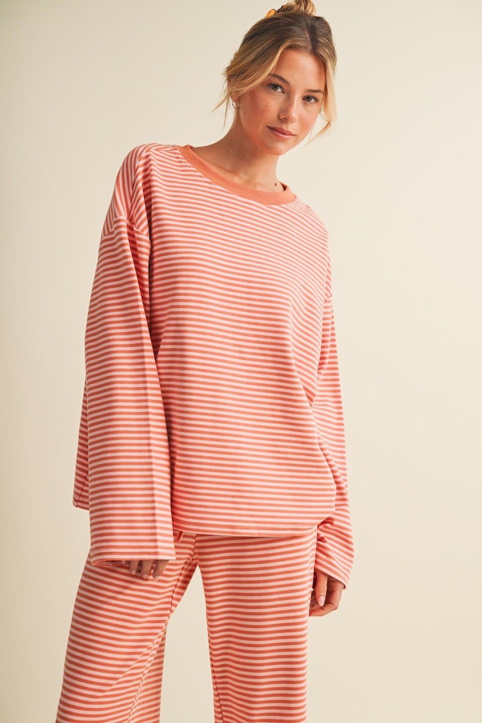 Pink Orange Striped Top