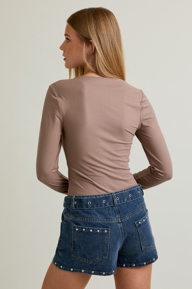 Double Layered Long Sleeve Bodysuit (taupe)